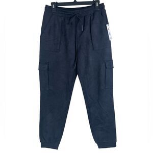 Dex cargo sweatpants faux suede jogger pants size Medium Black color